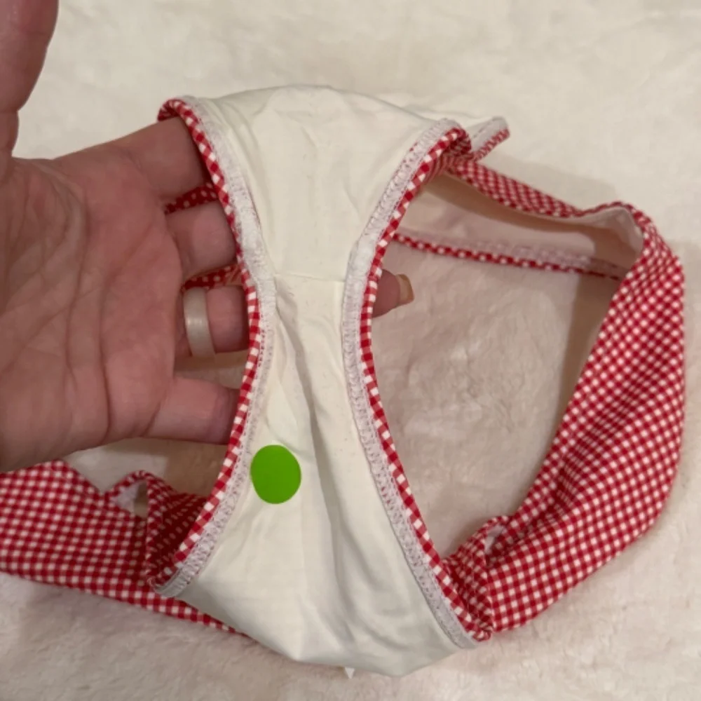 New! Frankies Bikinis Enzo Cheeky Bikini Bottom in Ladybug Gingham 31509